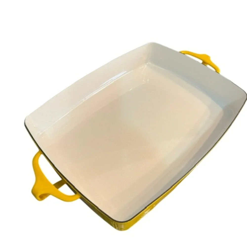 Vintage Dansk Kobenstyle Yellow Enamel Baking Pan France IHQ MCM 12.5x9.5 Decor